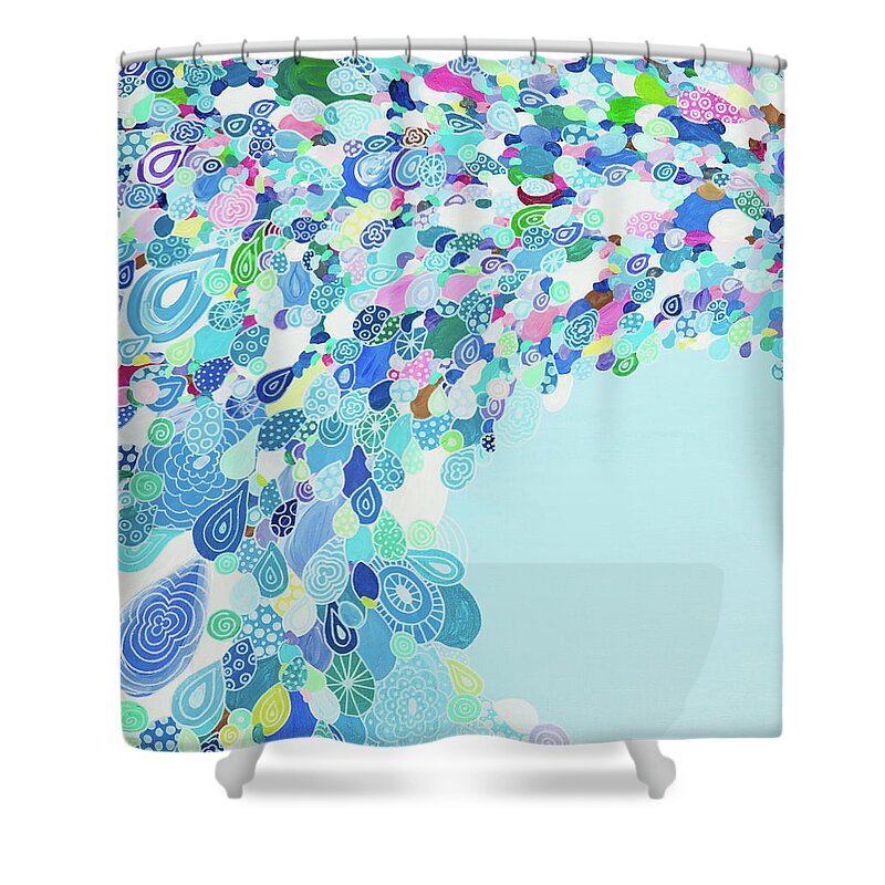 Pattern Art Shower Curtain featuring the painting Blue Sea by Beth Ann Scott