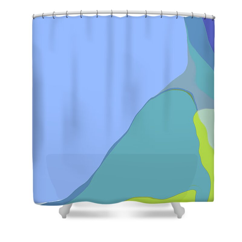 Abstract Shower Curtain featuring the digital art Blue Skies by Gina Harrison
