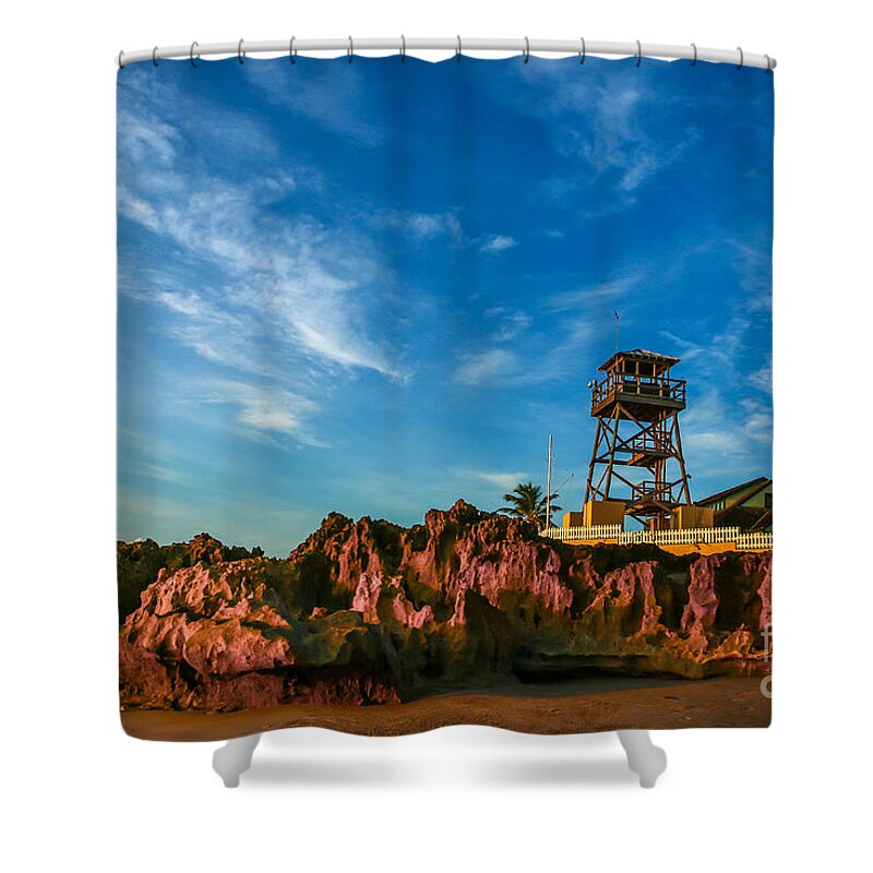 Blue Sky Shower Curtain featuring the photograph Blue Sky at House of Refuge by Tom Claud