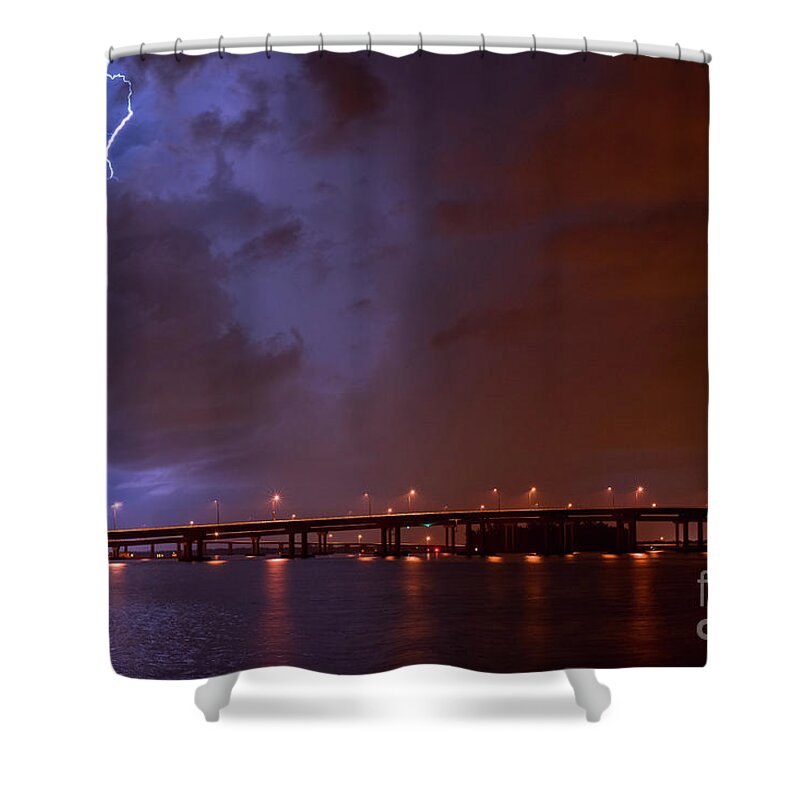 Lightning Shower Curtain featuring the photograph Blue Skys at Night by Quinn Sedam