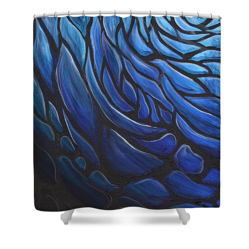 Blue Shower Curtain featuring the painting Blue Stained Glass by Michelle Pier