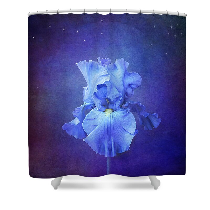 Blue Iris Flower Shower Curtain featuring the photograph Blue Symphony by Marina Kojukhova
