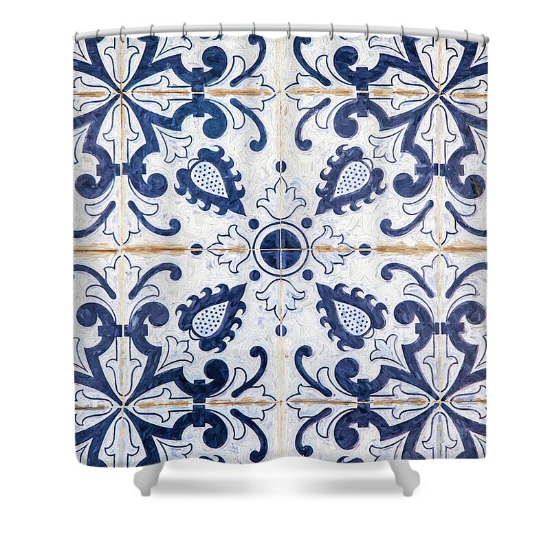 David Letts Shower Curtain featuring the painting Blue Tile of Portugal by David Letts