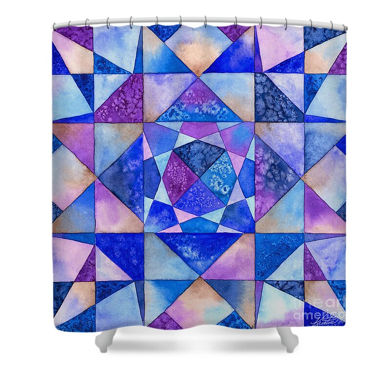 Artoffoxvox Shower Curtain featuring the painting Blue Watercolor Quilt by Kristen Fox