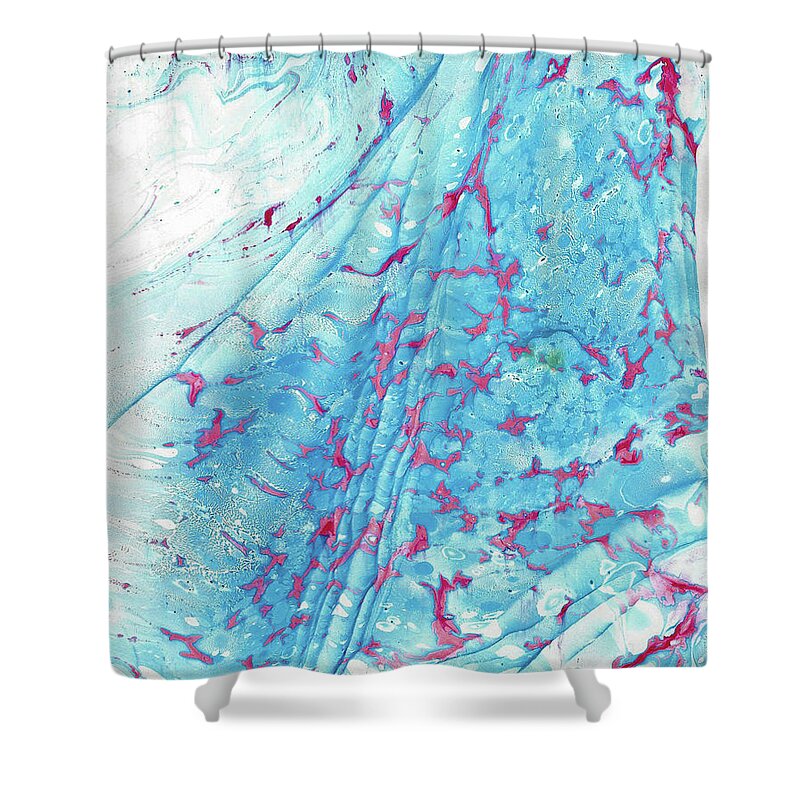 Water Marbling Shower Curtain featuring the painting Blue Wave #6 by Daniela Easter