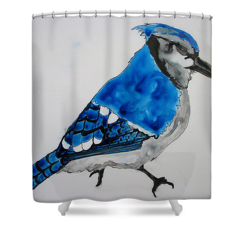 Wild Bird Shower Curtain featuring the painting Blue Wonders by Patricia Arroyo