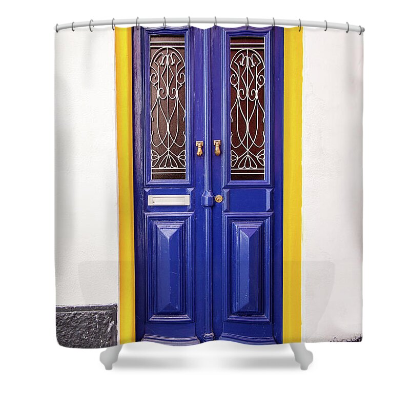 David Letts Shower Curtain featuring the photograph Blue Yellow Door by David Letts