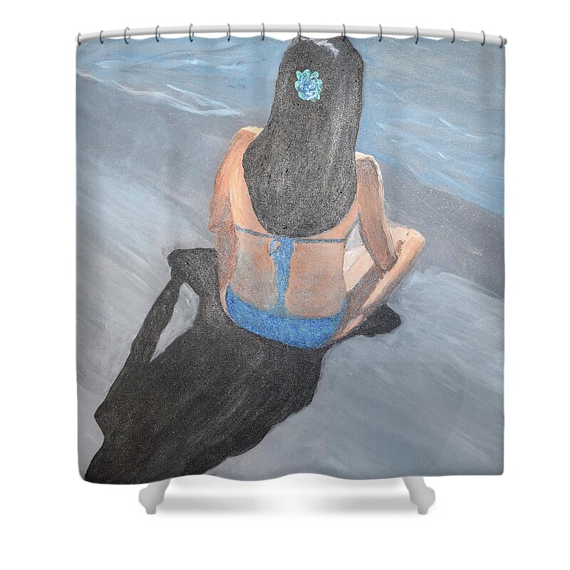  Shower Curtain featuring the painting Blue Zen by Toni Willey