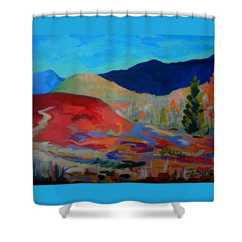 Landscape Shower Curtain featuring the painting Blueberry Sunrise by Francine Frank