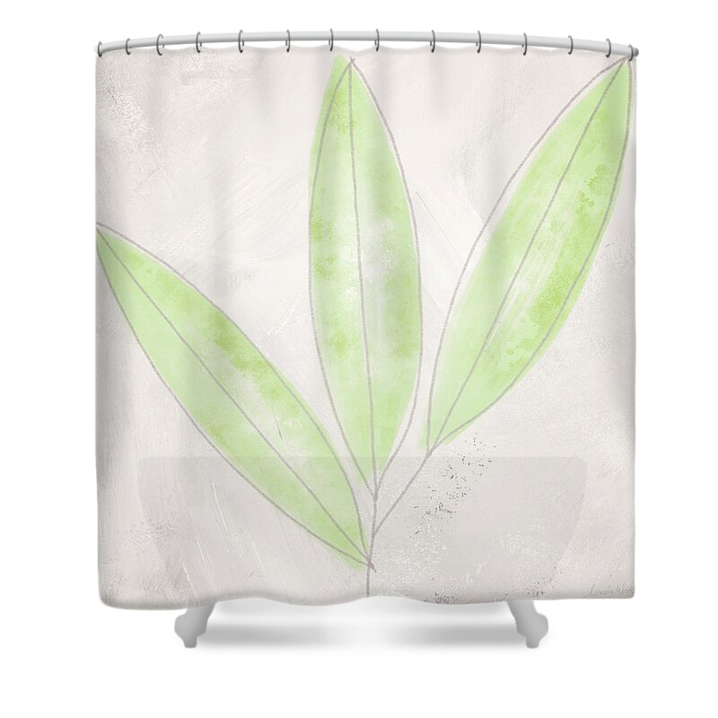 Bamboo Shower Curtain featuring the mixed media Blush Bamboo- Art by Linda Woods by Linda Woods