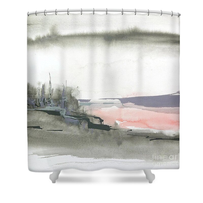 Original Watercolors Shower Curtain featuring the painting Blush Valley I by Chris Paschke