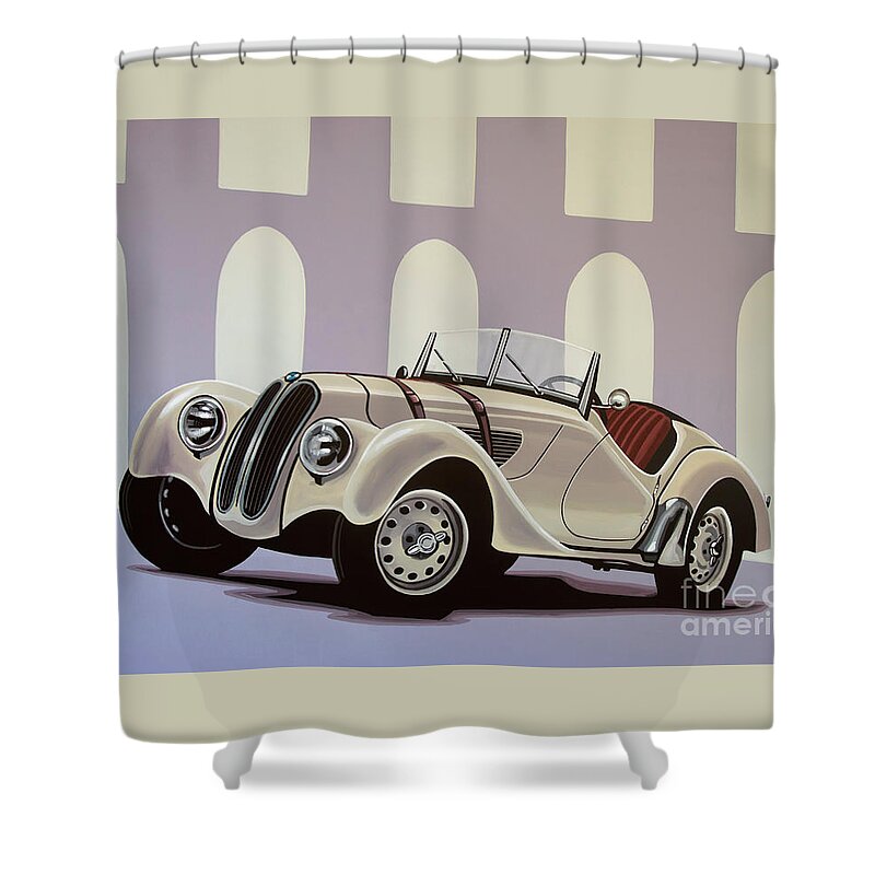 Bmw 328 Roadster Shower Curtain featuring the painting BMW 328 Roadster 1936 Painting by Paul Meijering