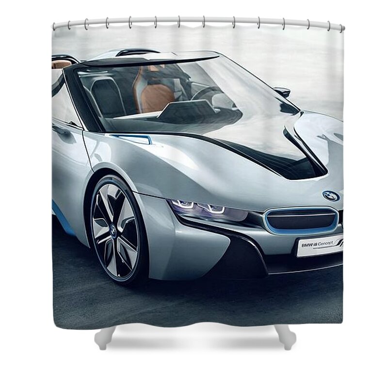Bmw I8 Concept Spyder Shower Curtain featuring the photograph BMW i8 Concept Spyder by Jackie Russo