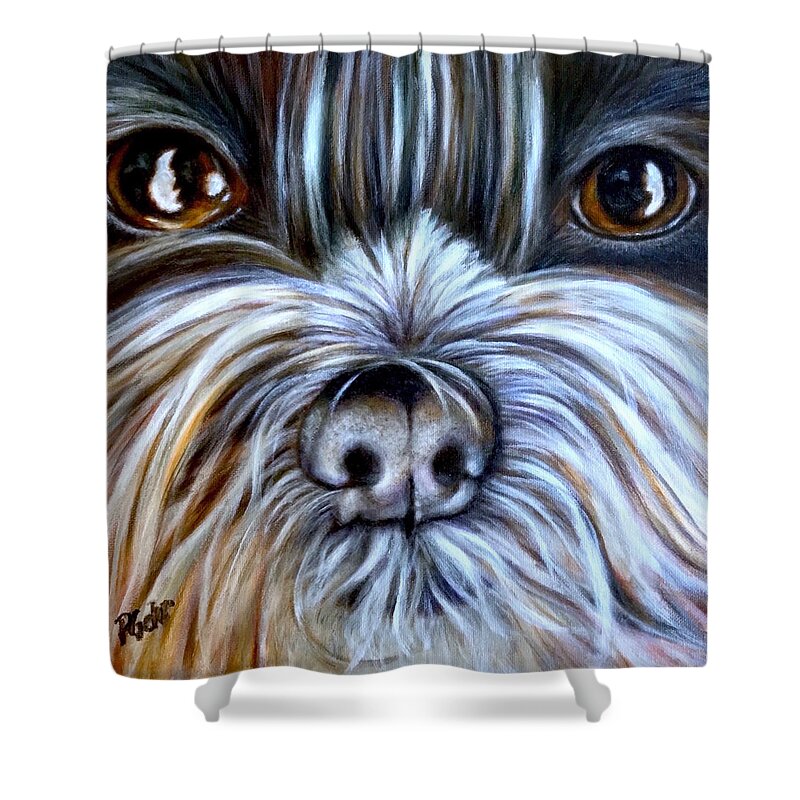 Shih Tzu Shower Curtain featuring the painting Bo by Dr Pat Gehr