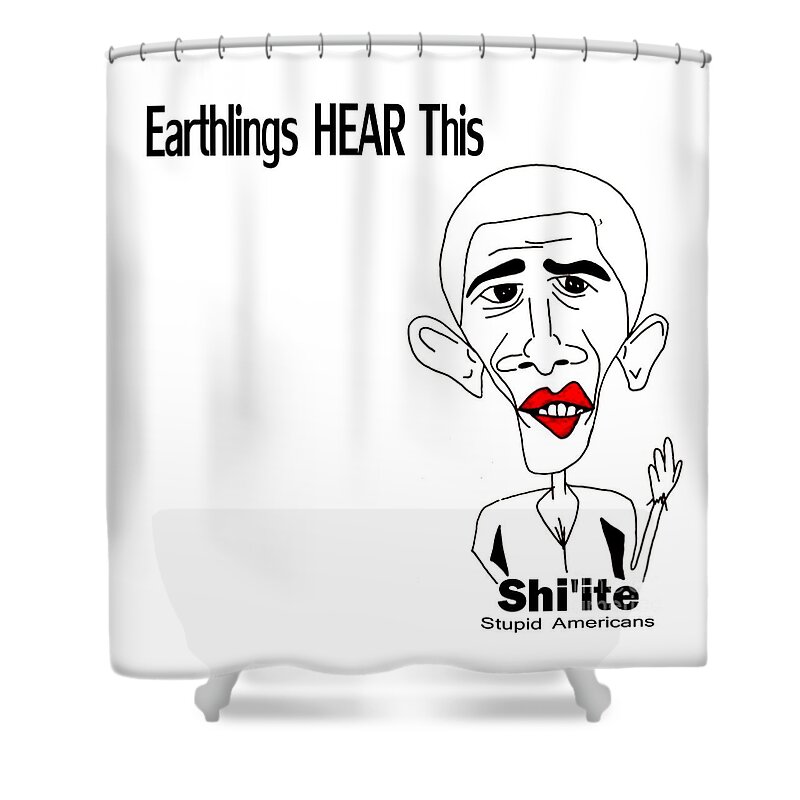 Obama Shower Curtain featuring the painting BO knows Earthlings by James and Donna Daugherty