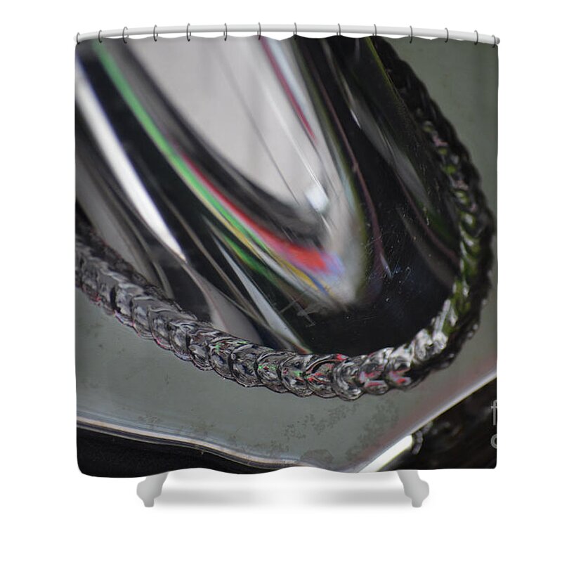 Abstract Shower Curtain featuring the photograph Boat Chrome Detail - Summer Days at the Lake House by Jason Freedman