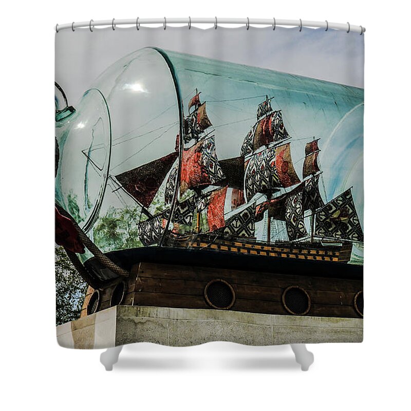 Random Images By Lexa Harpell Shower Curtain featuring the photograph Boat in a Bottle by Lexa Harpell