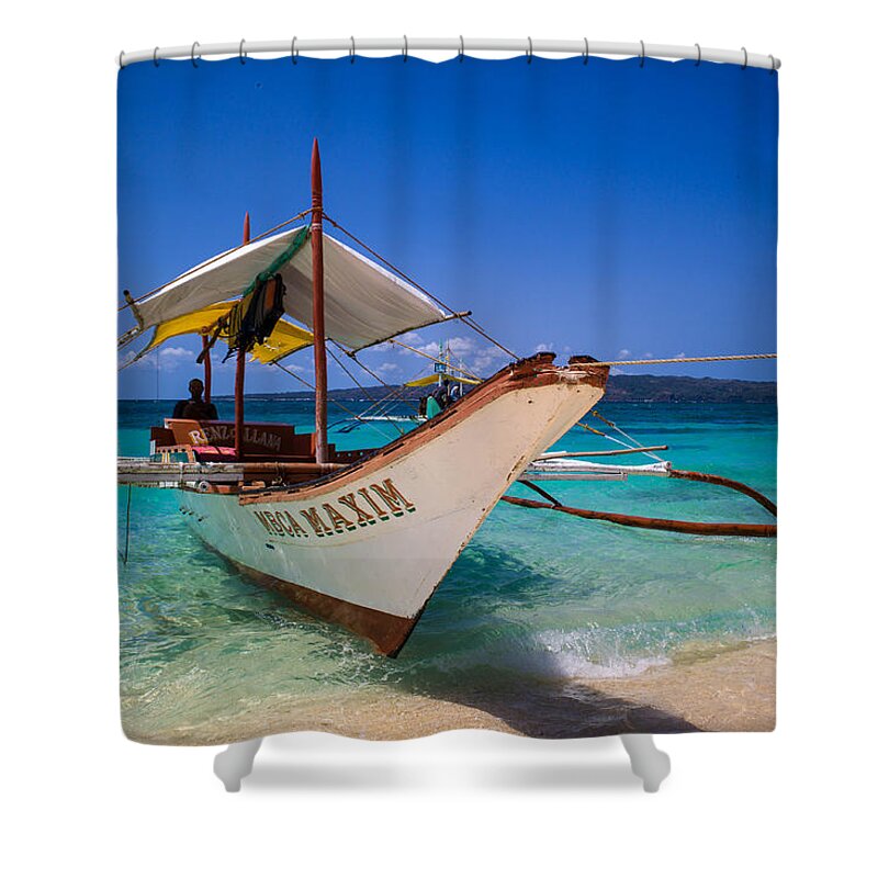 Boat Shower Curtain featuring the photograph Boat on Boracay Island by Judith Barath