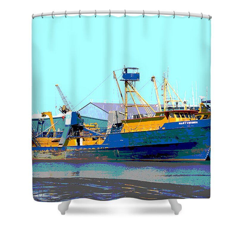 Boats Shower Curtain featuring the photograph Boat Series 11 Fishing Fleet 1 Empire by Paul Gaj