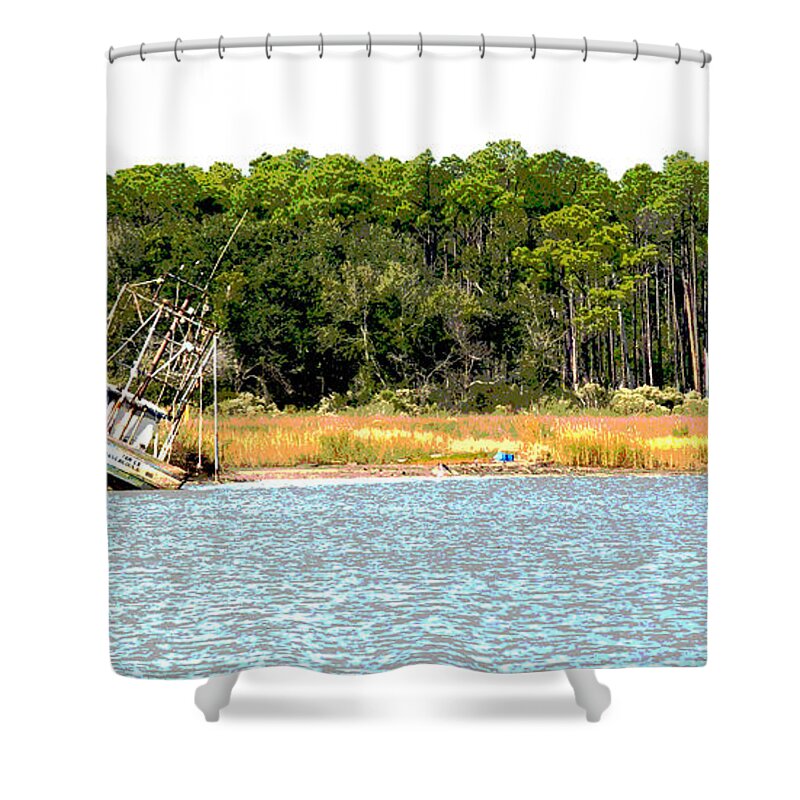 Boats Shower Curtain featuring the photograph Boat Series 2 Little River Grounded by Paul Gaj