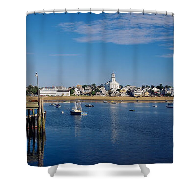 Photography Shower Curtain featuring the photograph Boats In The Sea, Provincetown, Cape by Panoramic Images