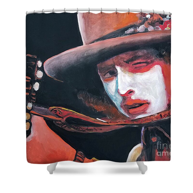 Bob Dylan Shower Curtain featuring the painting Bob Dylan by Tom Carlton