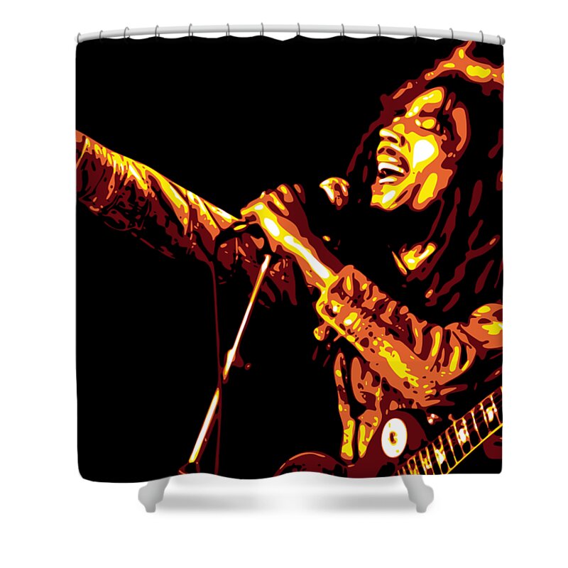 Bob Marley Shower Curtain featuring the digital art Bob Marley by DB Artist