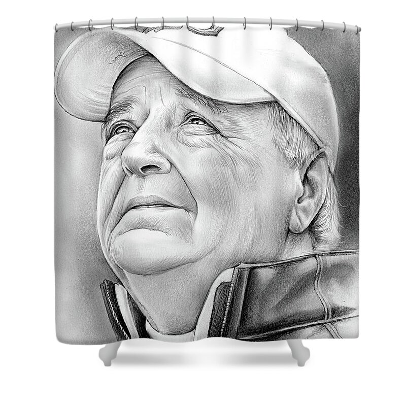 Bobby Bowden Shower Curtain featuring the drawing Bobby Bowden by Greg Joens