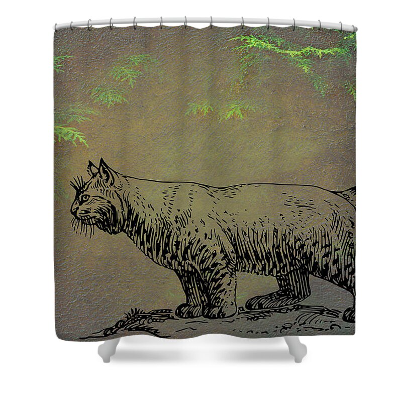 Bobcat Shower Curtain featuring the mixed media Bobcat by Movie Poster Prints