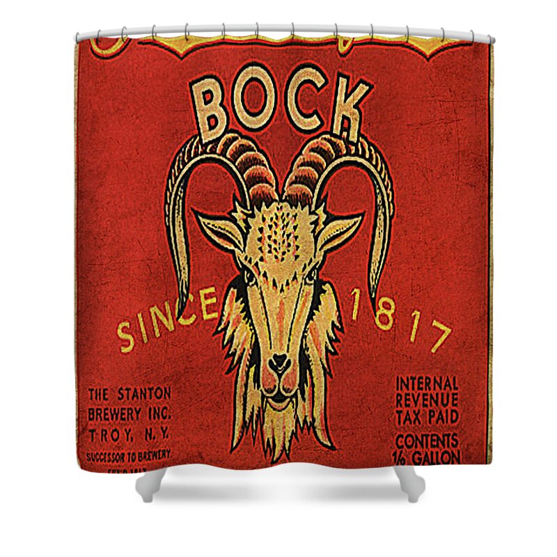 Vintage Shower Curtain featuring the digital art Bock Beer by Greg Sharpe