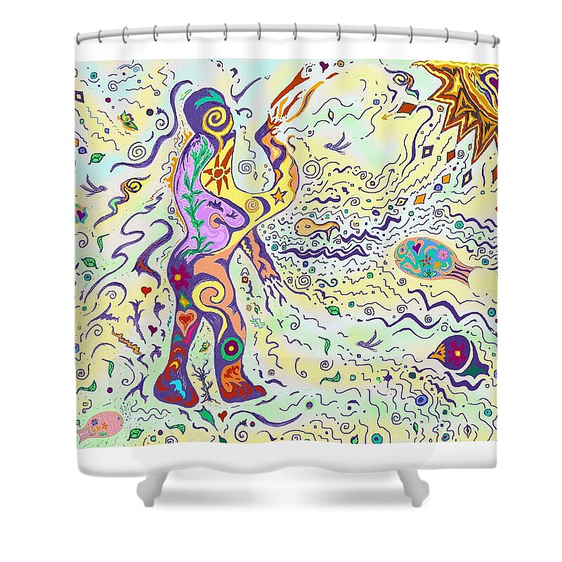 Person Shower Curtain featuring the drawing Bodies in Natural Flow by Julia Woodman