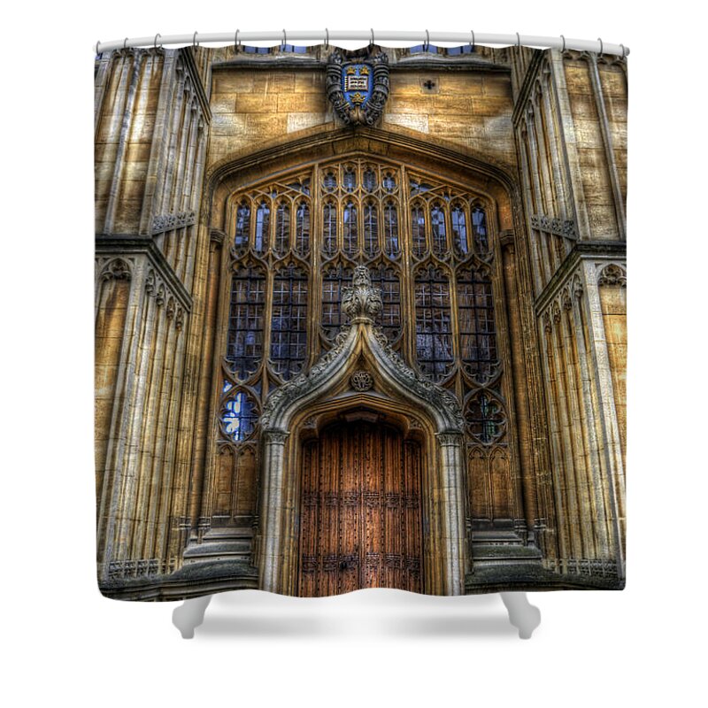 Yhun Suarez Shower Curtain featuring the photograph Bodleian Library Door - Oxford by Yhun Suarez