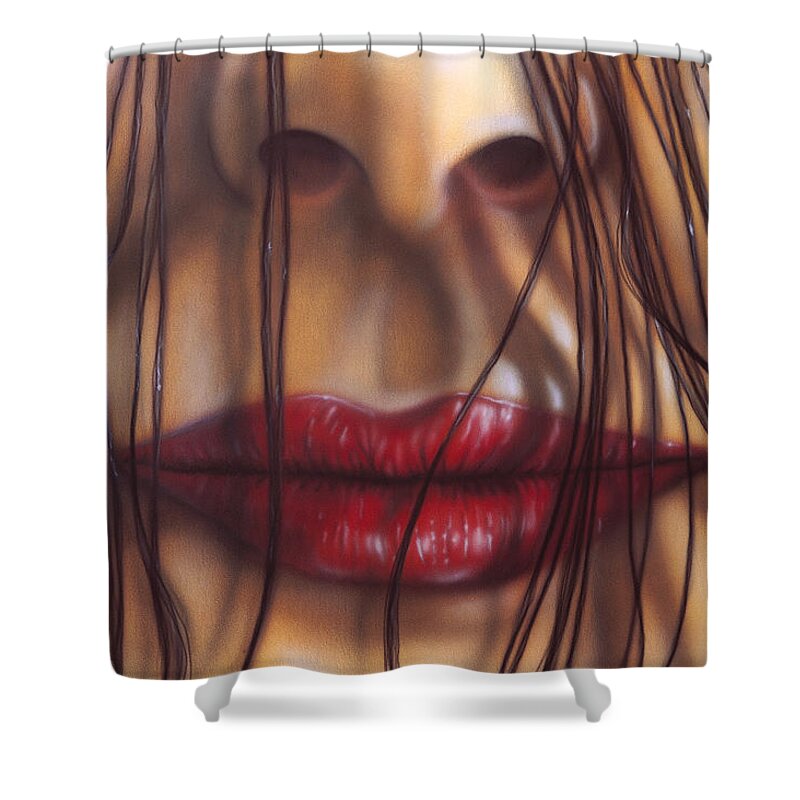 Lips Shower Curtain featuring the painting Body Parts by Wayne Pruse