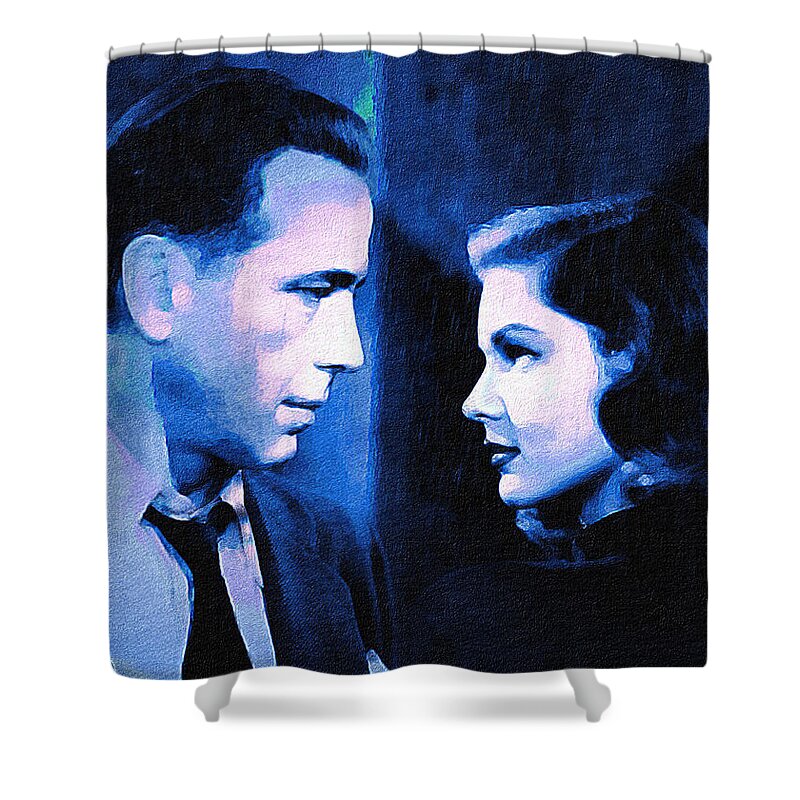 Bacall Shower Curtain featuring the digital art Bogart and Bacall - The Big Sleep by Alicia Hollinger