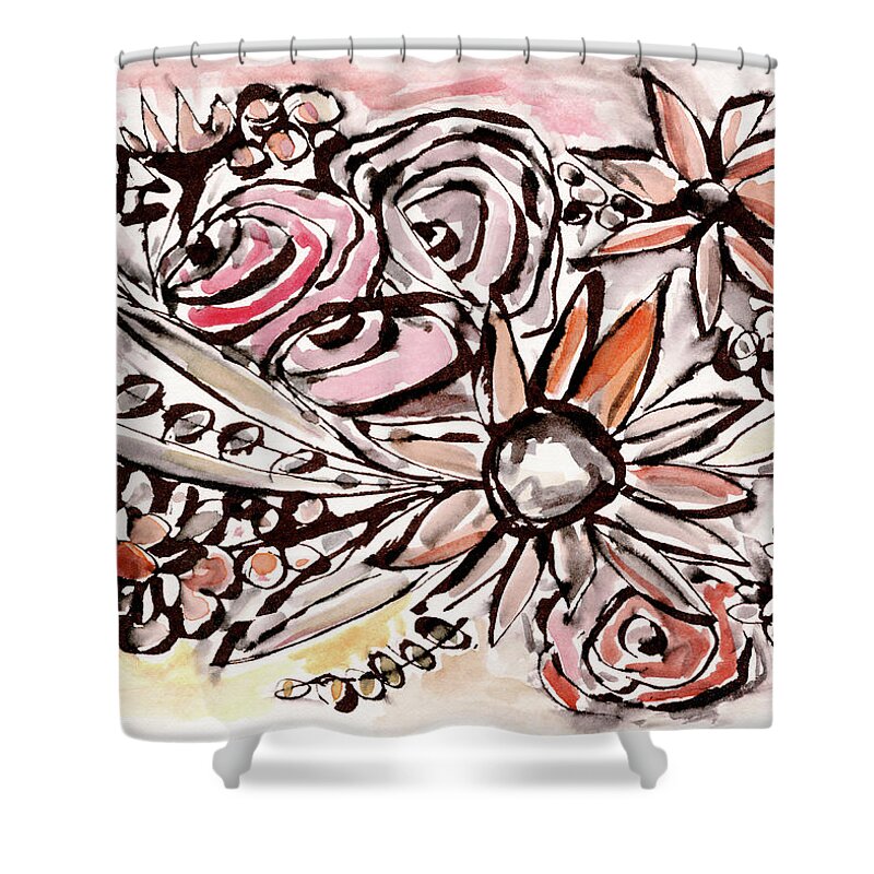 Flowers Shower Curtain featuring the painting Bohemian Garden 1- Art by Linda Woods by Linda Woods