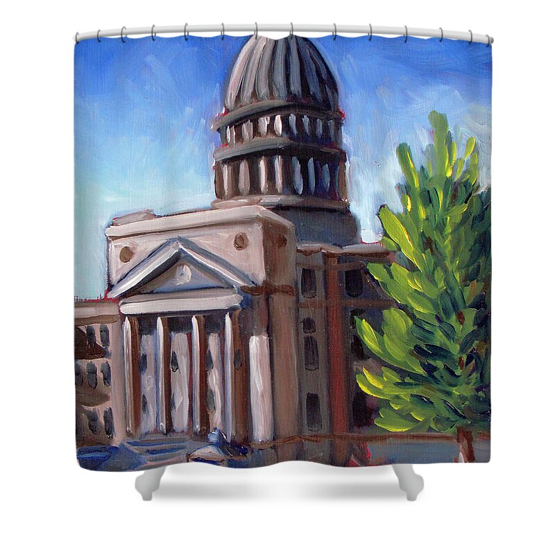 Boise Shower Curtain featuring the painting Boise Capitol Building 01 by Kevin Hughes