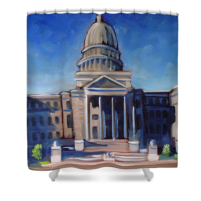 Idaho Shower Curtain featuring the painting Boise Capitol Building 02 by Kevin Hughes