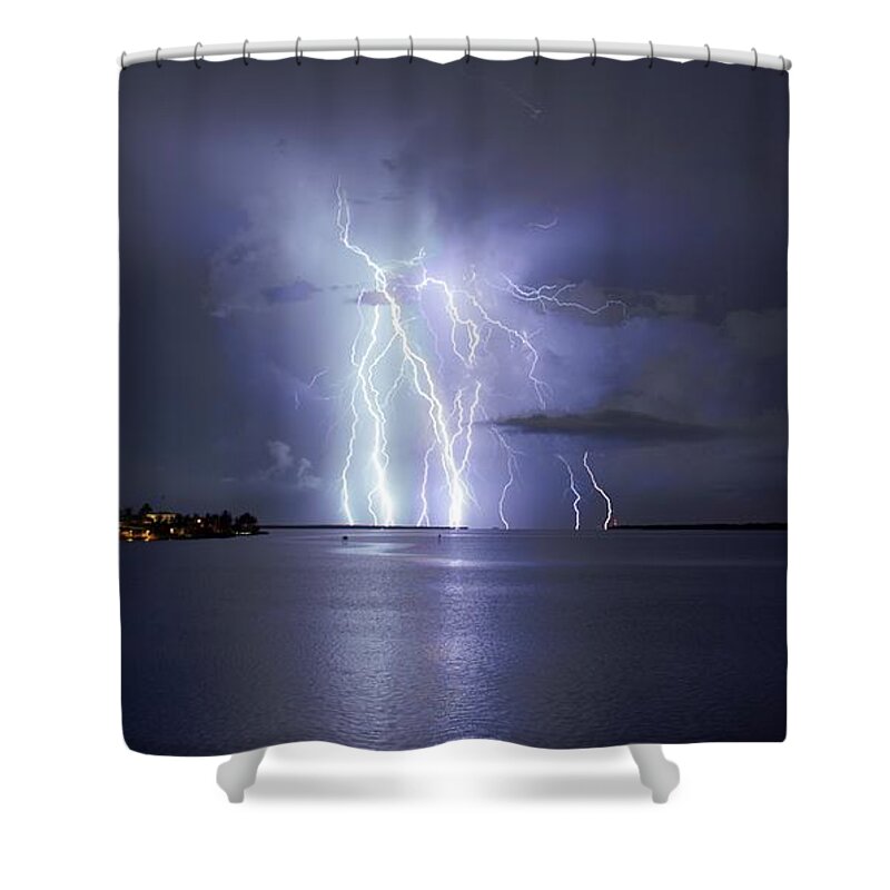 Lightning Shower Curtain featuring the photograph Bokeelia Nights by Quinn Sedam
