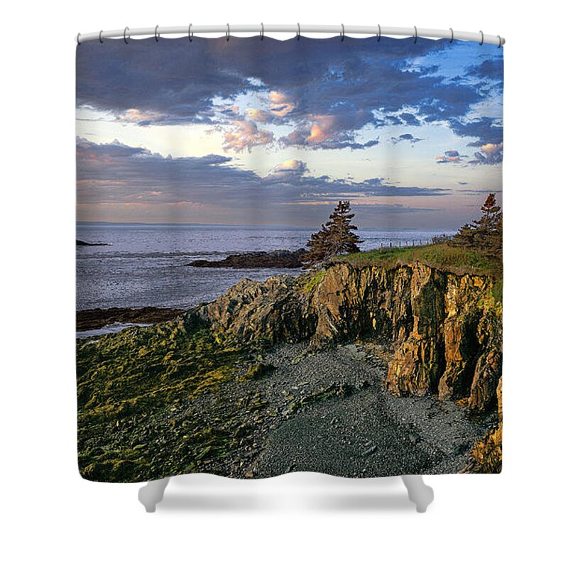 Lighthouse Sentinel Shower Curtain featuring the photograph Bold Coast Sentinel by Marty Saccone