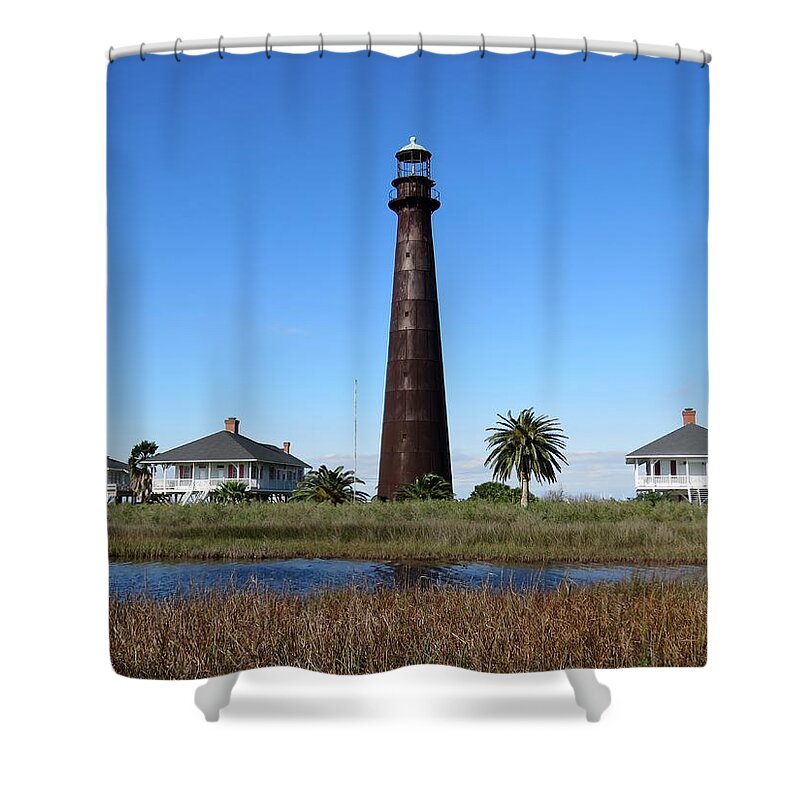 Texas Shower Curtain featuring the photograph Bolivar Point Lighthouse by Keith Stokes