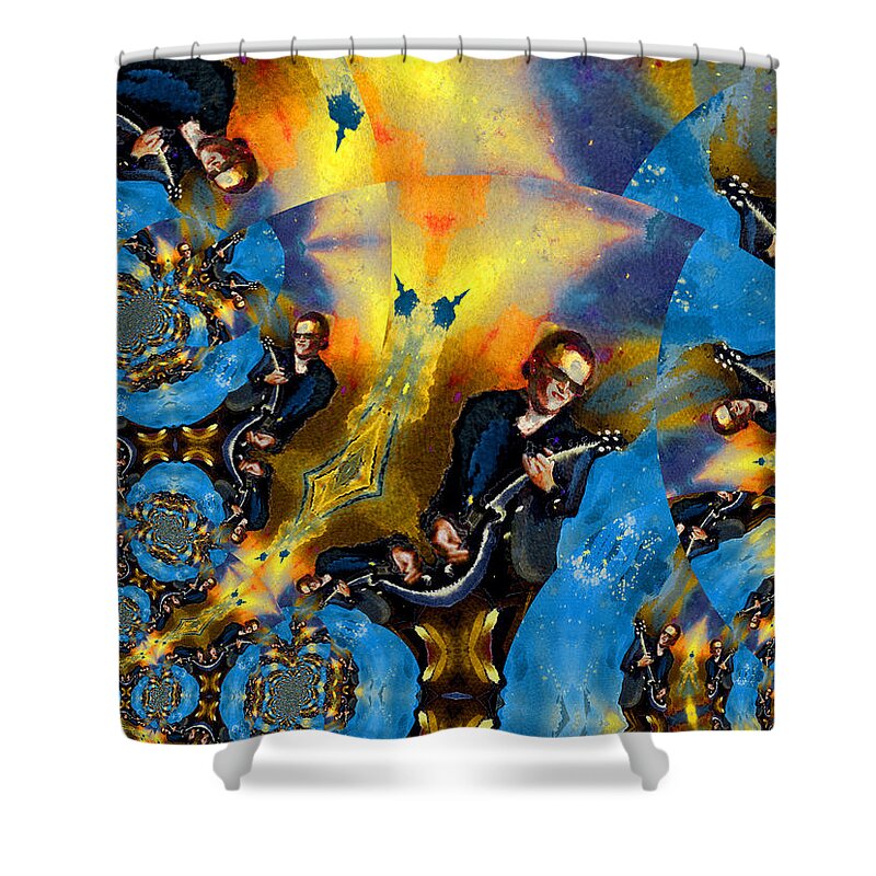 Music Shower Curtain featuring the painting Bonamassa Mania by Miki De Goodaboom