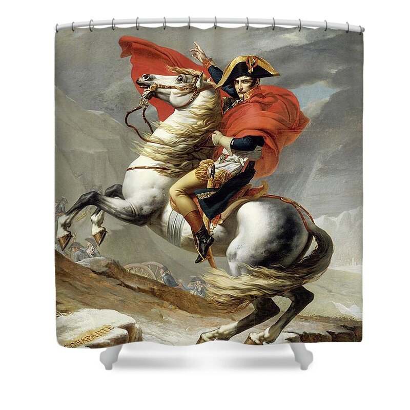 Napoleon Shower Curtain featuring the painting Bonaparte Crossing the Alps by Jacques Louis David