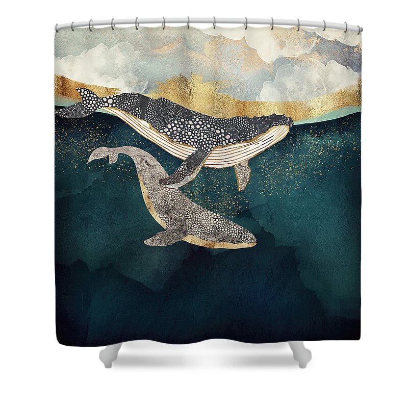 Whale Shower Curtain featuring the digital art Bond II by Spacefrog Designs