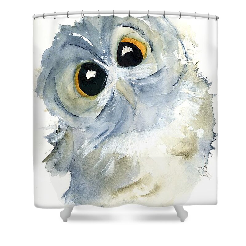 Owl Shower Curtain featuring the painting Boo by Dawn Derman