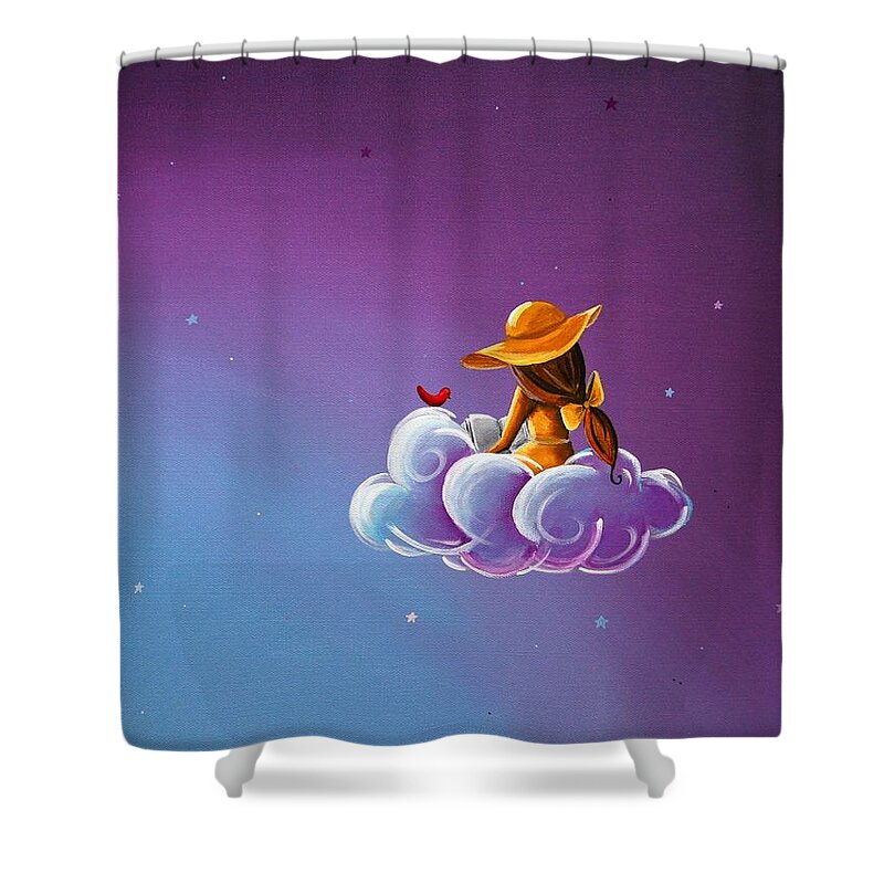 Girl Shower Curtain featuring the painting Book of Dreams by Cindy Thornton