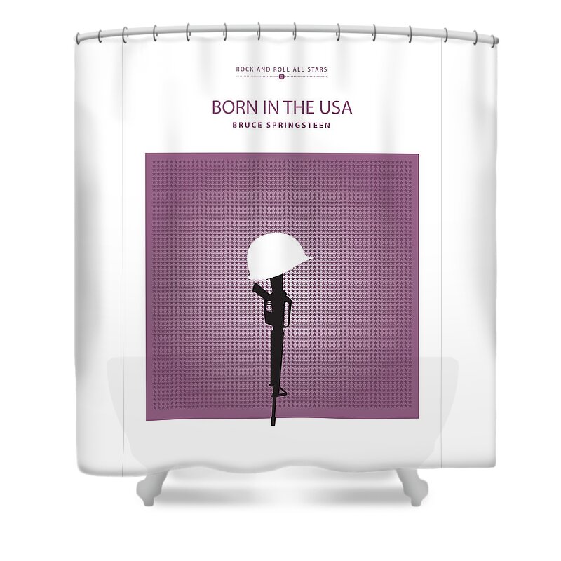 Rock And Roll All Stars Poster Shower Curtain featuring the digital art Born In The USA -- Bruce Springsteen by David Davies