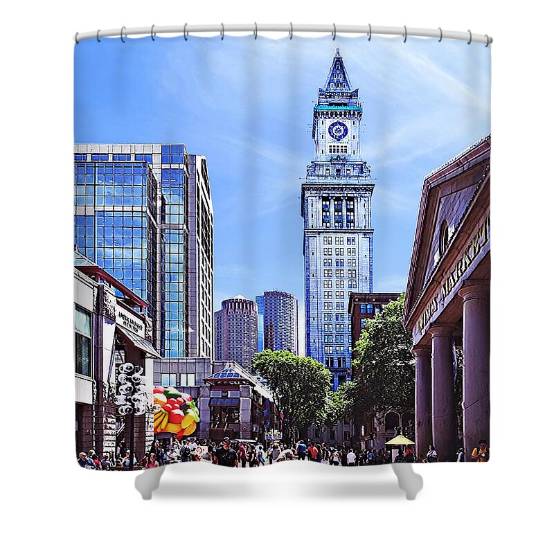 Boston Shower Curtain featuring the photograph Boston MA - Quincy Market by Susan Savad