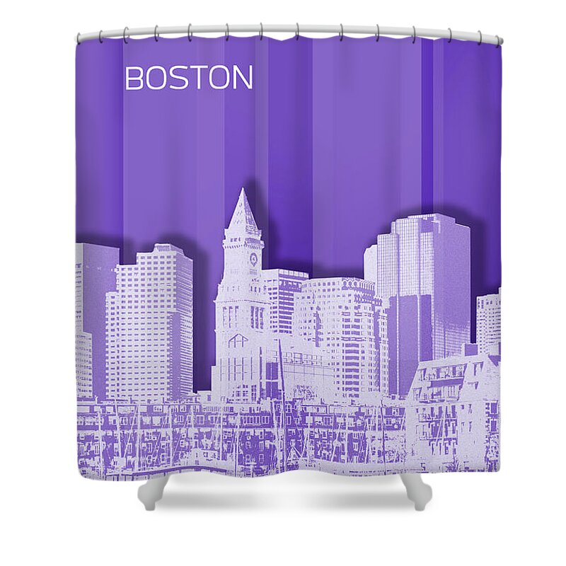 Boston Shower Curtain featuring the digital art BOSTON Skyline - Graphic Art - purple by Melanie Viola