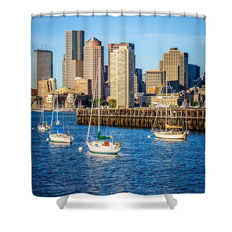 America Shower Curtain featuring the photograph Boston Skyline Photo with Port of Boston by Paul Velgos