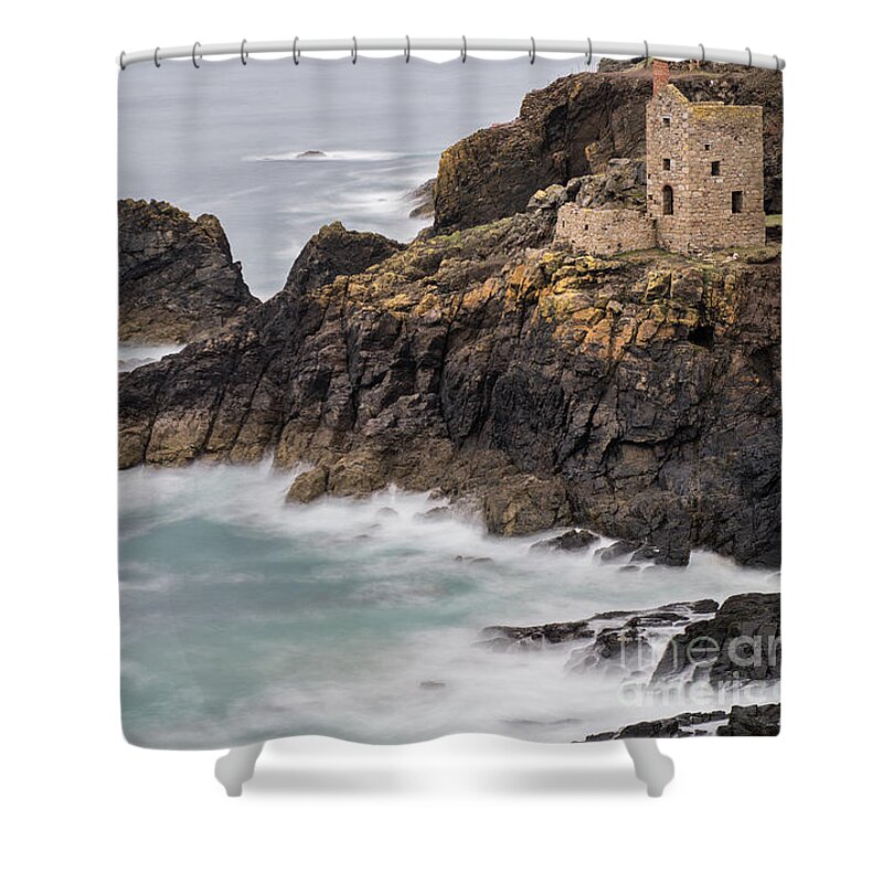 Coast Shower Curtain featuring the photograph Botallack Mines by David Lichtneker